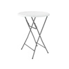 Statafel wit rond Ronde witte statafel met inklapbaar metalen onderstel, ideaal voor evenementen en feesten.