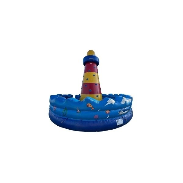 Klimvuurtoren springkussen – Klimvuurtoren – Move For Fun Verhuur Groot vuurtoren springkussen met klimwand, te huur bij Move For Fun.